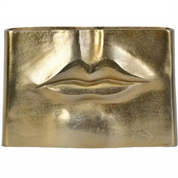 Gold Metal Lips Flower Vase