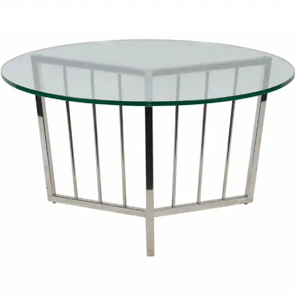 Stainless Steel Clear Glass 80cm Round Coffee Table