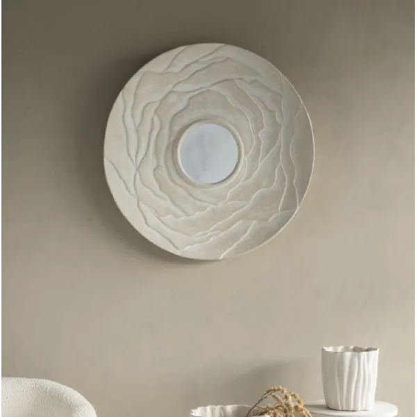 White Recycled Paper Large Round Eco Friendly Wall Mirror