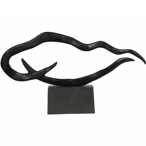 Large Textured Black Abstract Metal Sculpture
