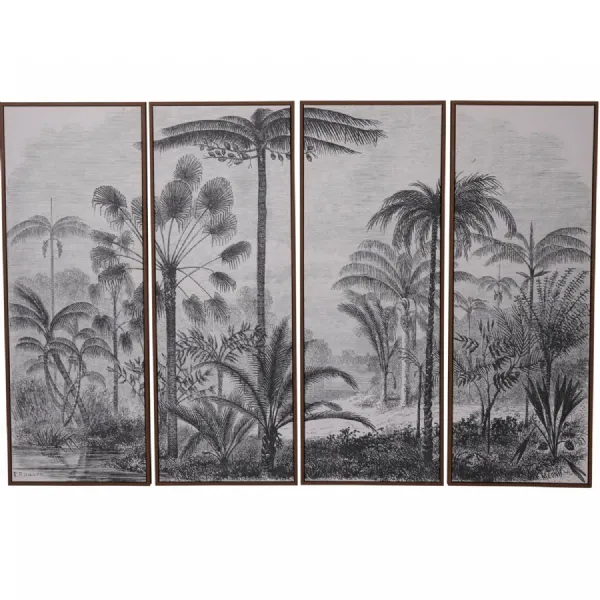 Palm Set of Four Framed Canvas