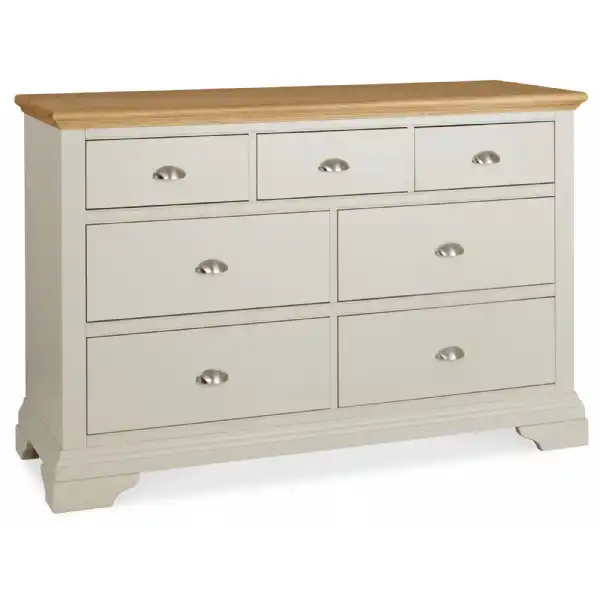 Large Grey Painted Oak Top Chest of 7 Drawers