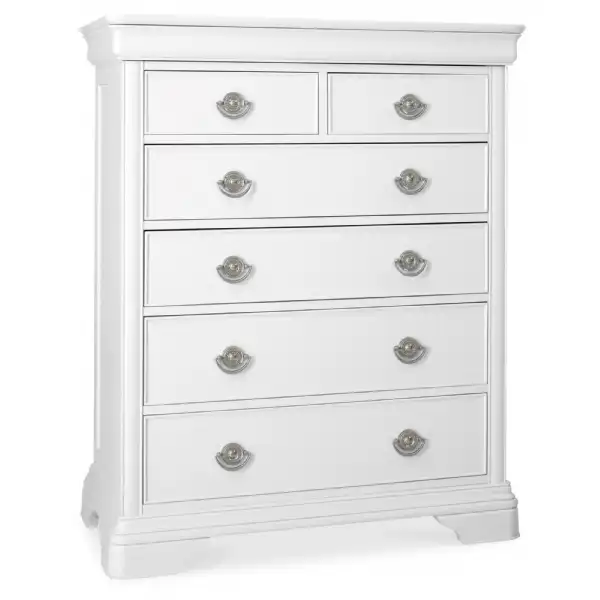 Large White Painted Chest of 6 Drawers
