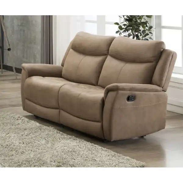 Caramel Fabric 2 Seater Manual Recliner Sofa