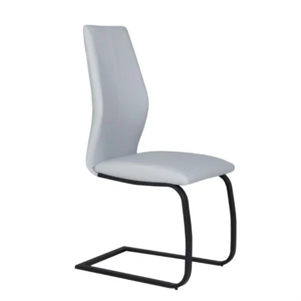 Silver Faux Leather Upholstered Cantilever Dining Chair