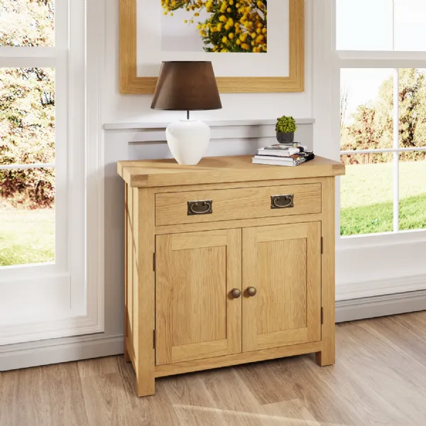 Oak Small Compact Sideboard Cabinet