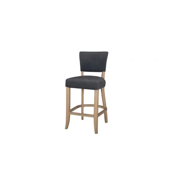Modern Grey Velvet Fabric Bar Chair Wooden Frame