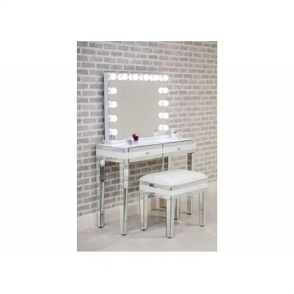 Rectangular Mirrored White Gloss Dressing Table Mirror