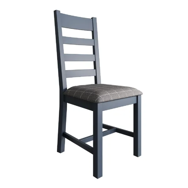 Slatted Dining Chair Grey Check
