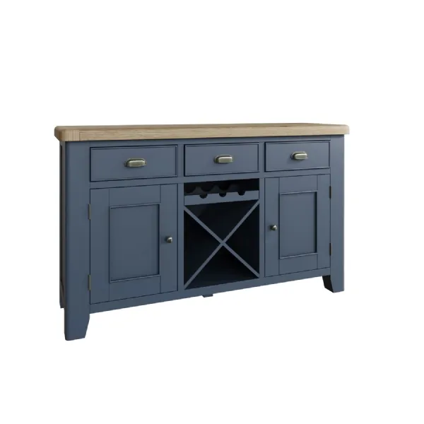 Blue Painted Sideboard with Wine Rack 150cm Wide