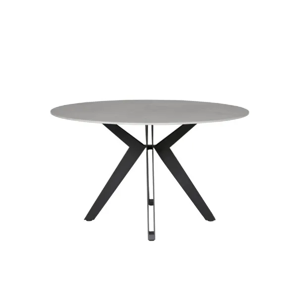 Grey Ceramic Top 130cm Round Dining Table Metal Base