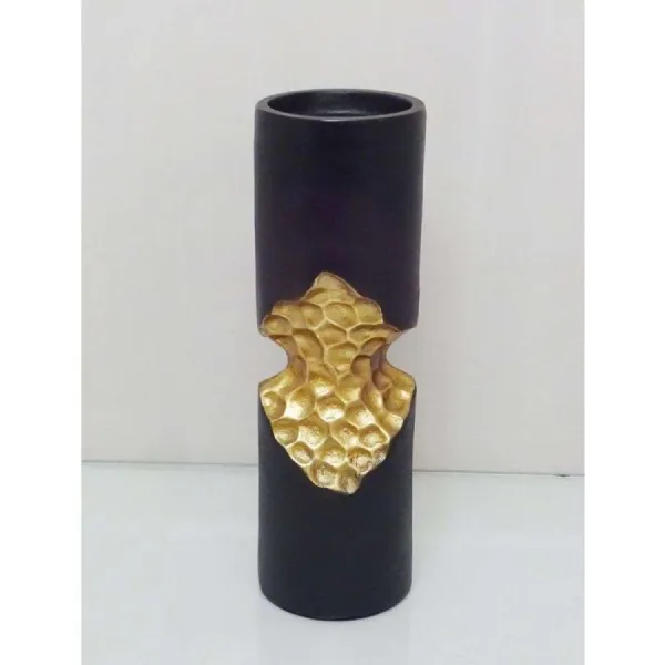 Mint Homeware Small Pillar Candle Holder Gold And Black