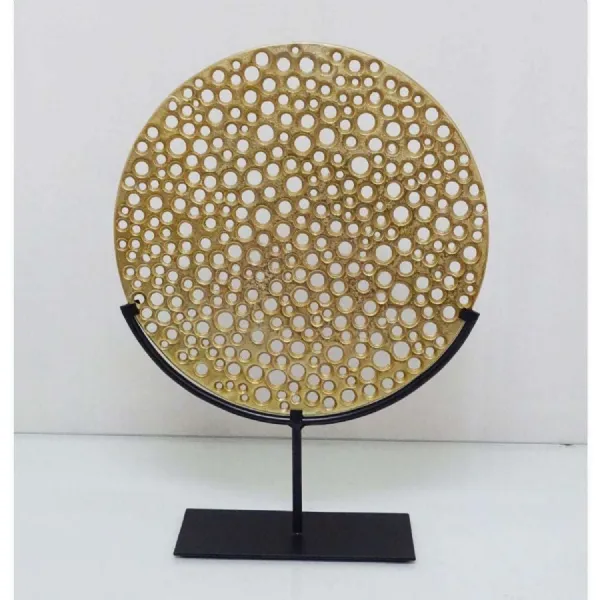 Mint Homeware Small Round Sculpture on Base Gold And Black