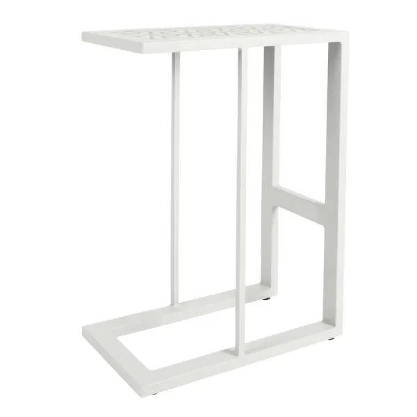 White Metal Garden Side Table Glass Top