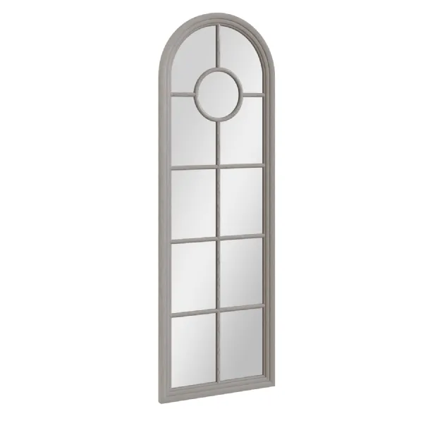 Grey Large Narrow Arched Window Wall Mirror