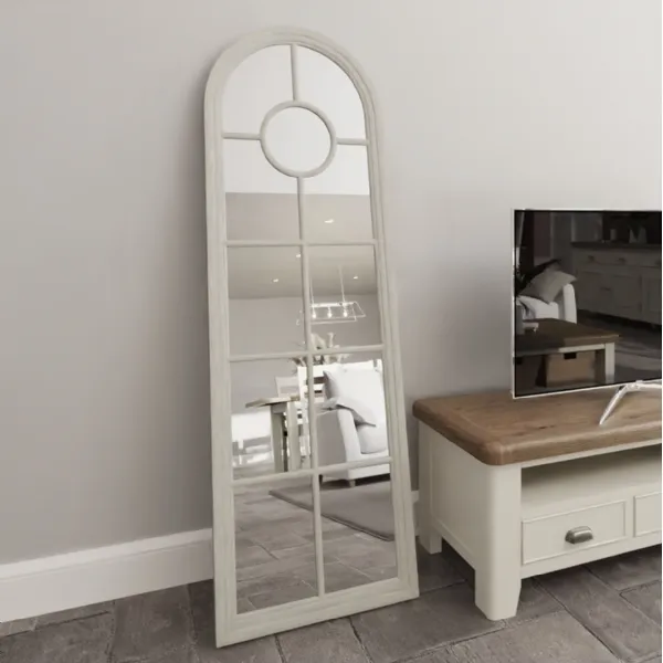 White Multi Window Outdoor Arched Wall Mirror
