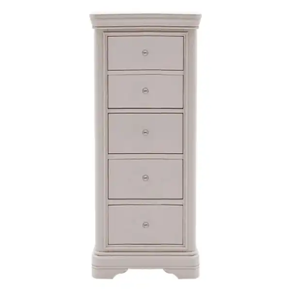 Taupe Painted 5 Drawer Tallboy Chest of 5 Drawers