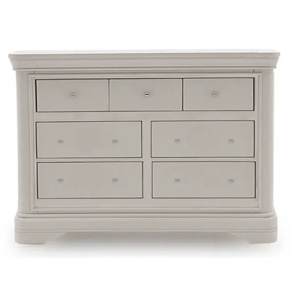Large Taupe Painted 3 Over 4 Chest of 7 Drawers