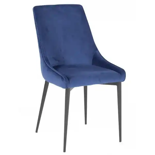 Navy Blue Velvet Dining Chair Black Legs