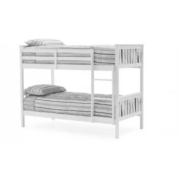 White Painted Kids Bunk Bed with Ladder