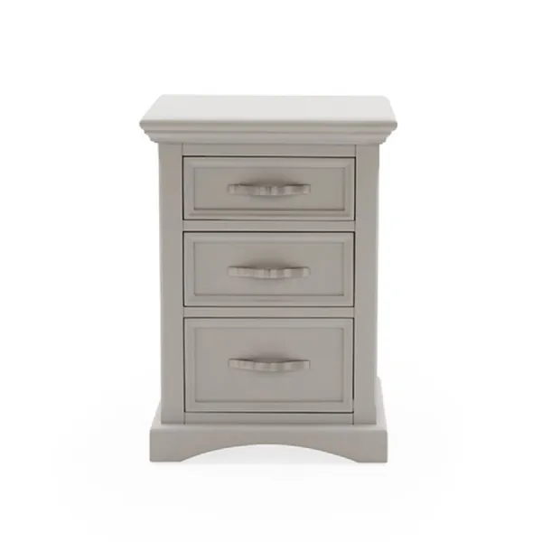 Grey Painted Wooden 3 Drawer Bedside Chest