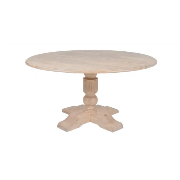 Natural Rustic Oak Round 152cm Dining Table Pedestal Base