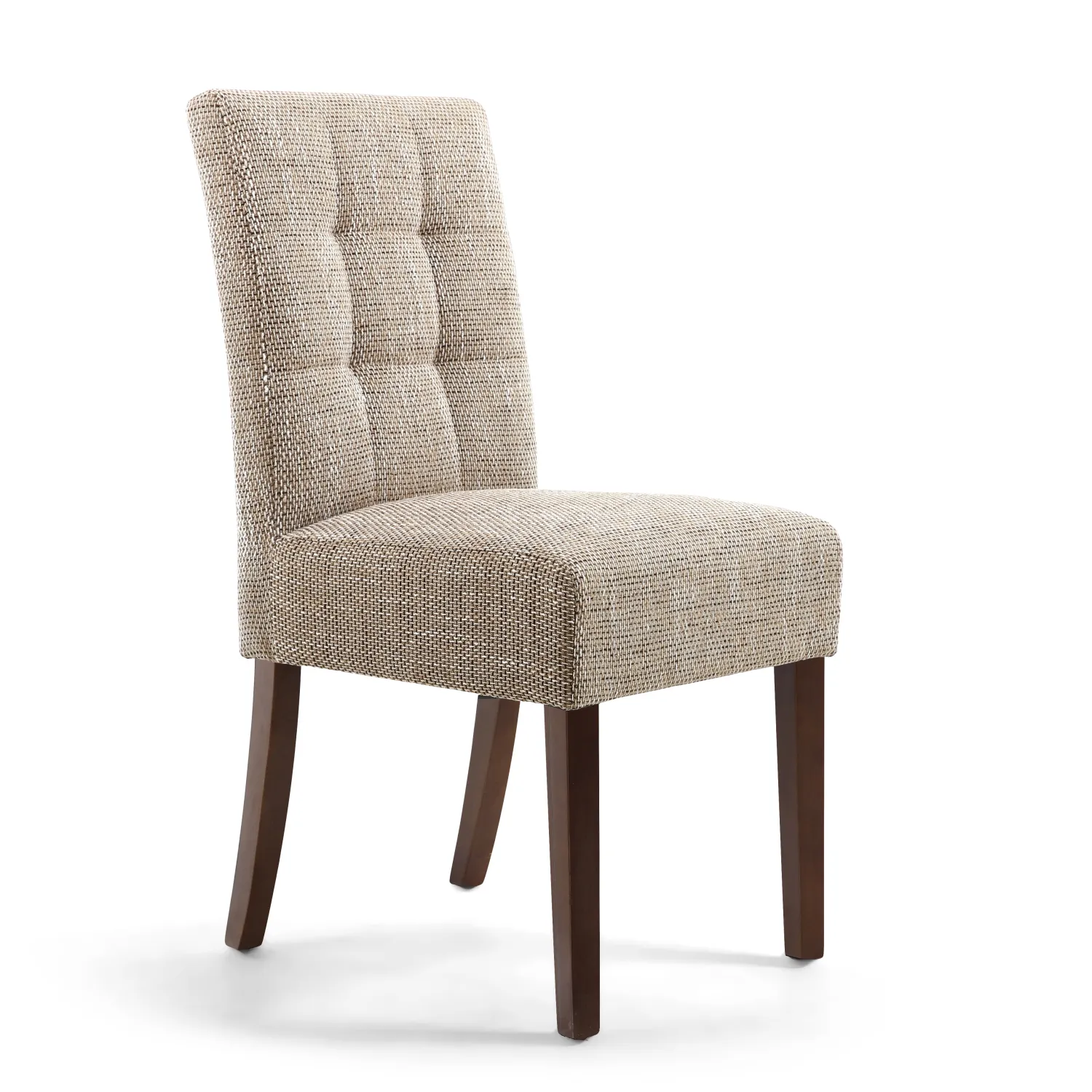Oatmeal Tweed Fabric Dining Chair Dark Wood Legs