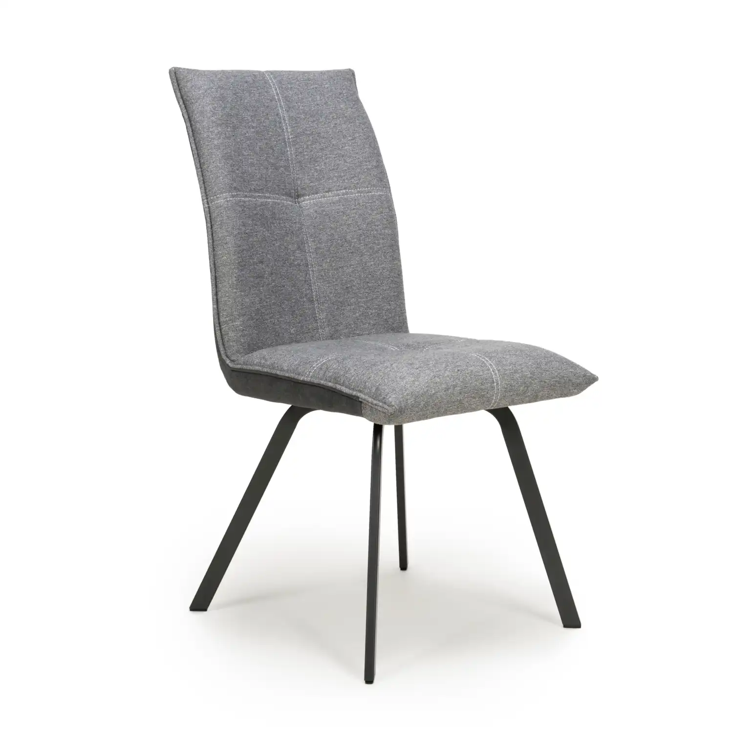 Linen 2 Tone Grey Dining Chair on Black Legs