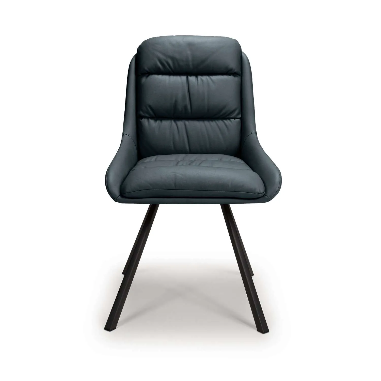 Blue Leather Swivel Dining Chair