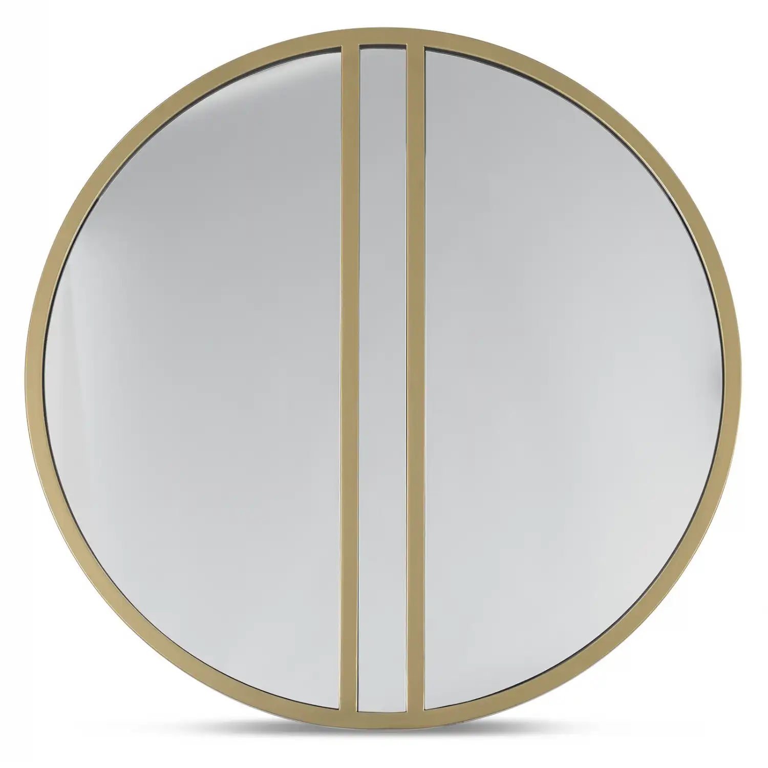 Large Gold Brass Finish Round Wall Mirror
