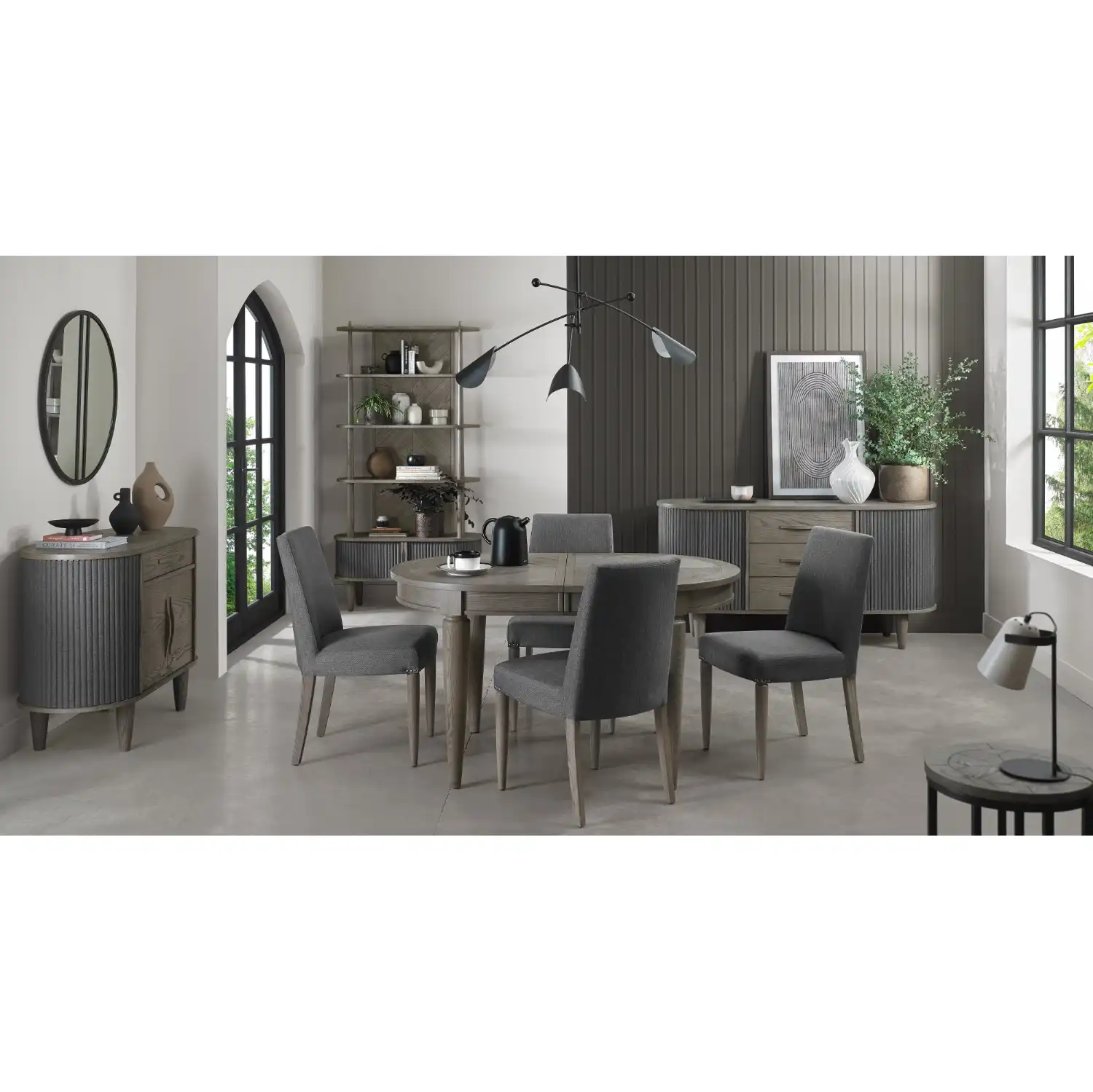Silver Grey Oval Extending Dining Table Set 4 Grey Chairs