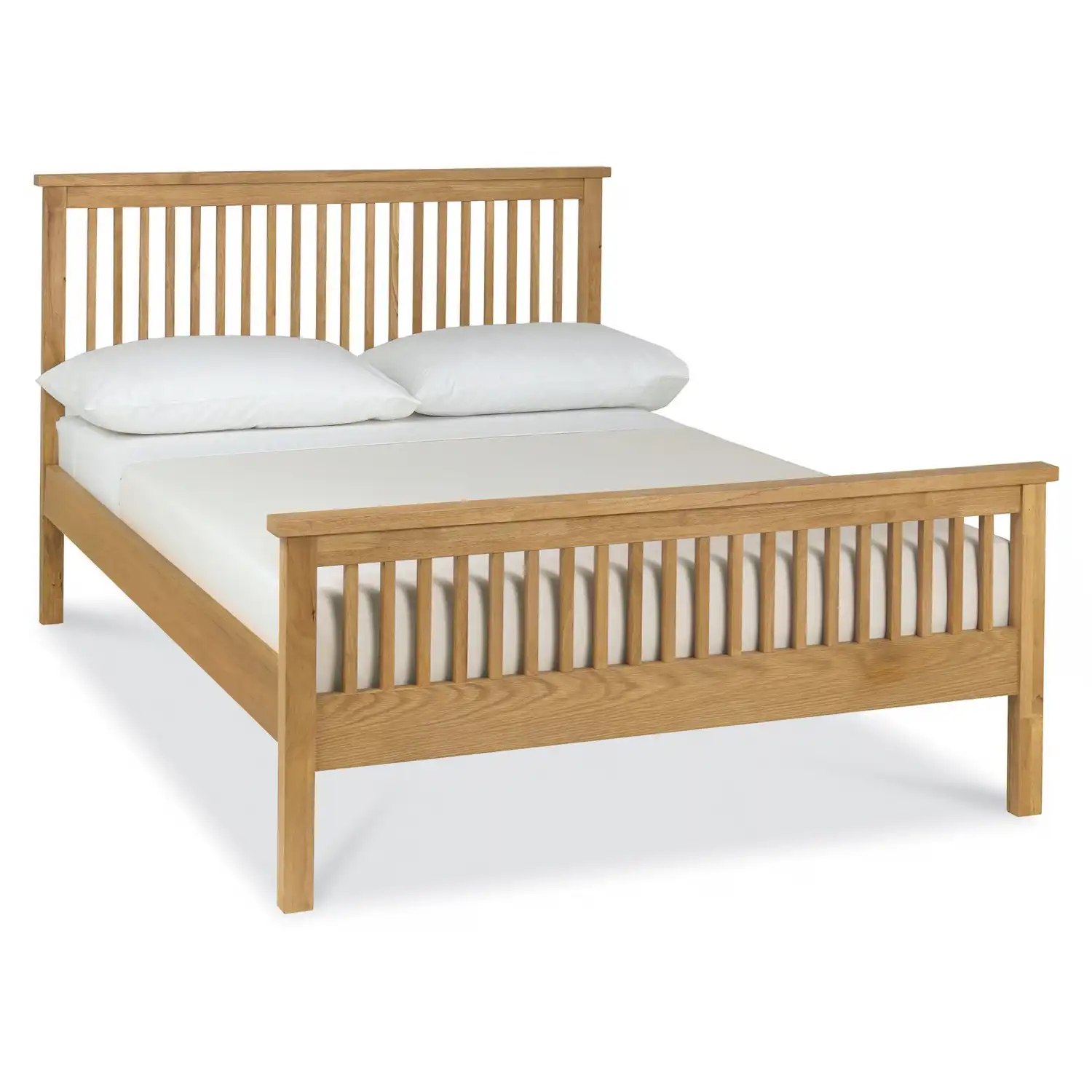 Solid Oak King Size Bed with High Foot End