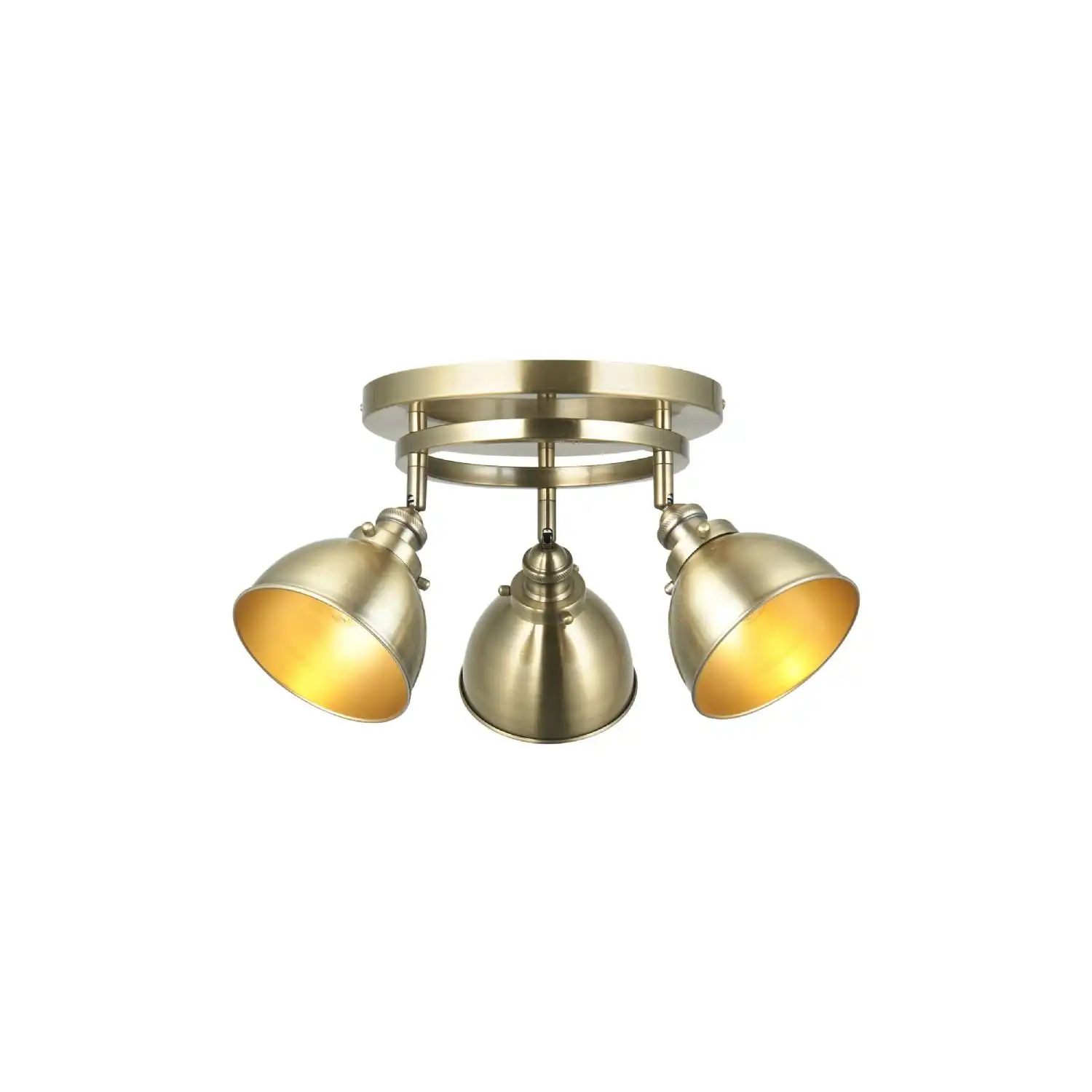 3 Round Ceiling Light Brass
