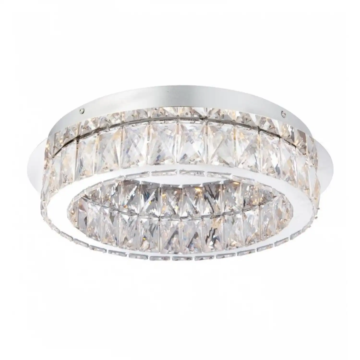 Chrome Plated Clear Crystal Faceted Ceiling Lamp