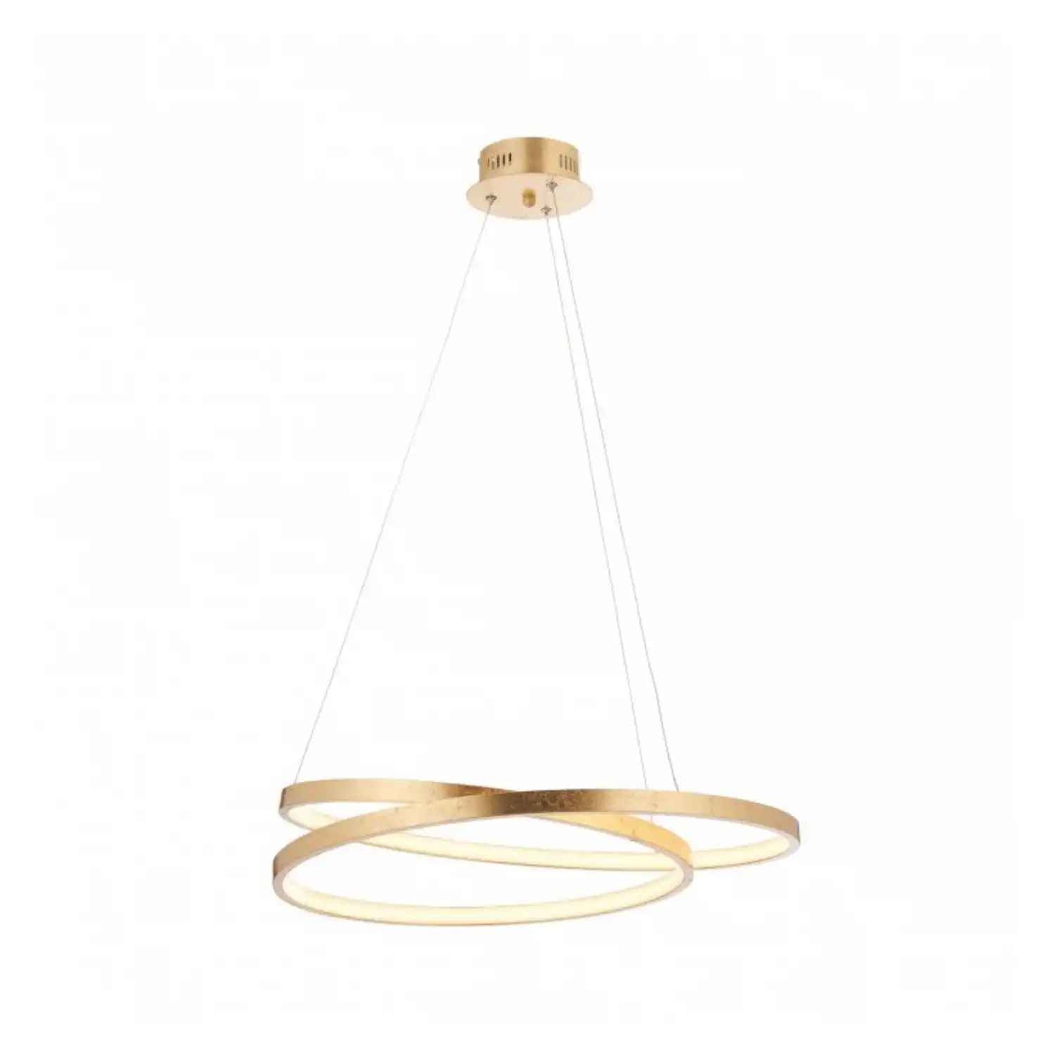 Gold Ring Frosted Acrylic 2 Rings Twisted Round Pendant LED Ceiling Light