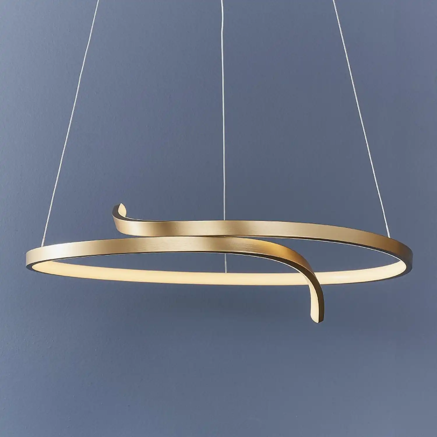 Abstract Circular Brushed Gold Large Pendant Light