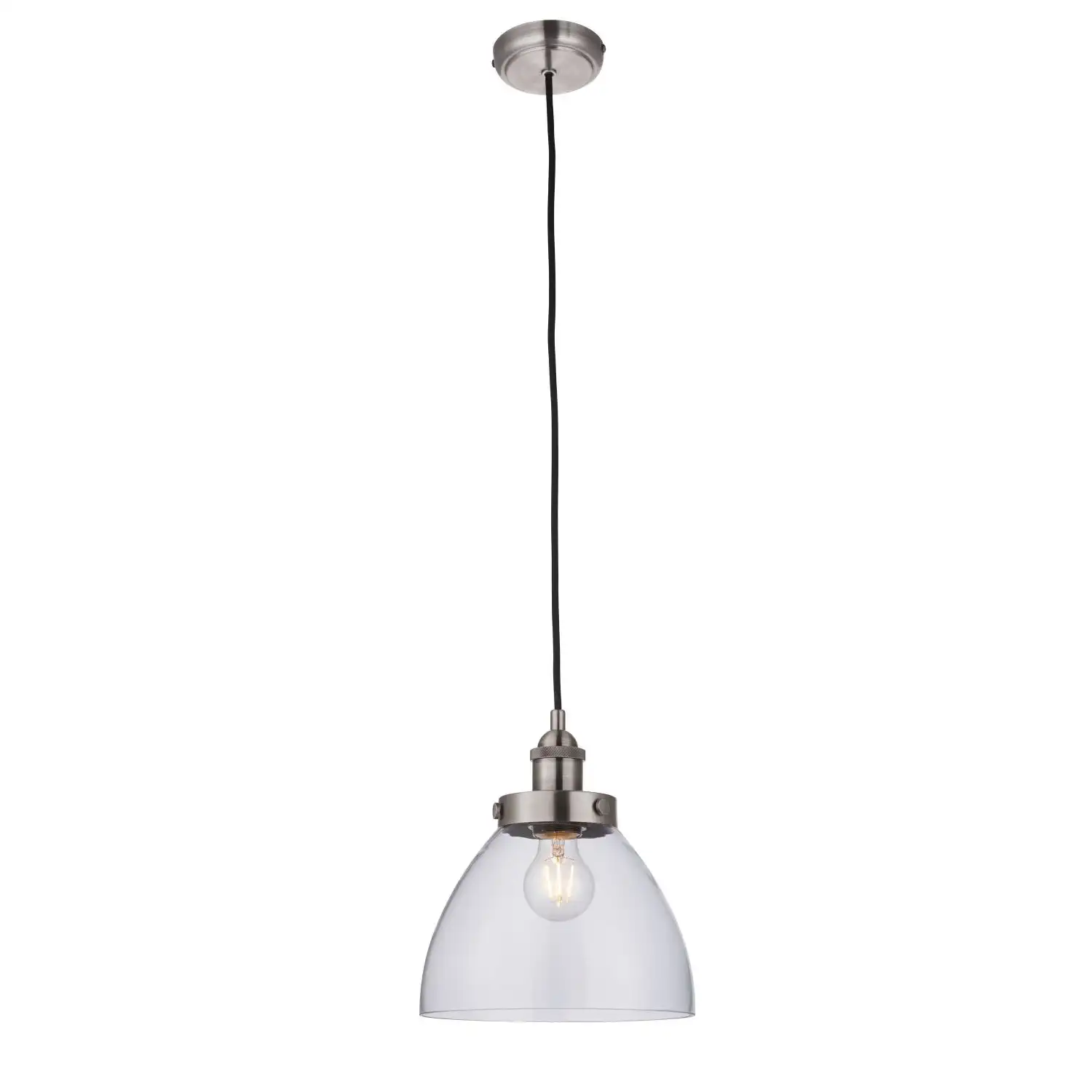 Glass Silver 1 Pendant Light Brushed Silver