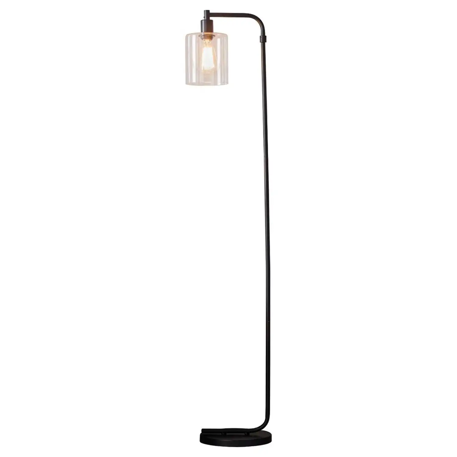 Tall Steel Floor Lamp with Glass Shade