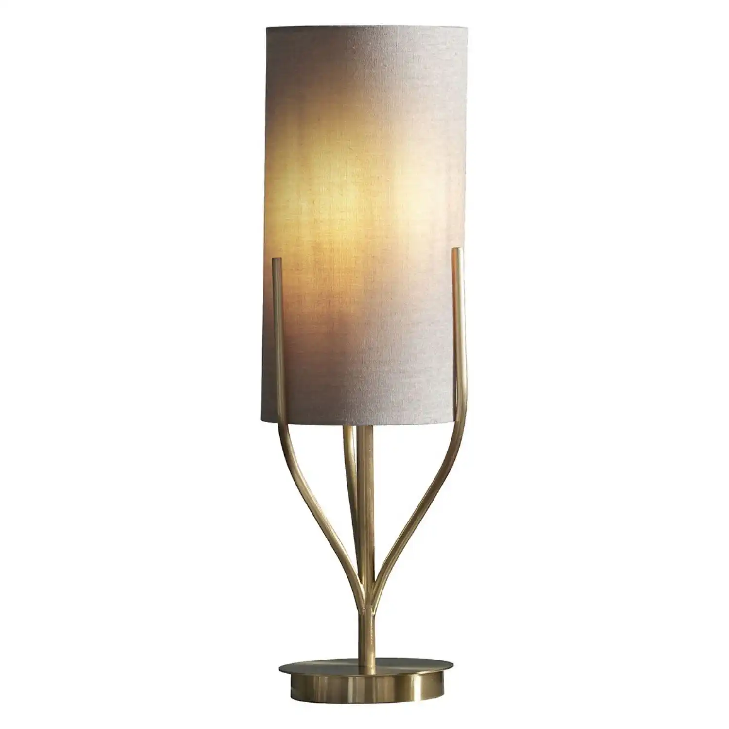 Brushed Gold Metal Twist Round Table Lamp