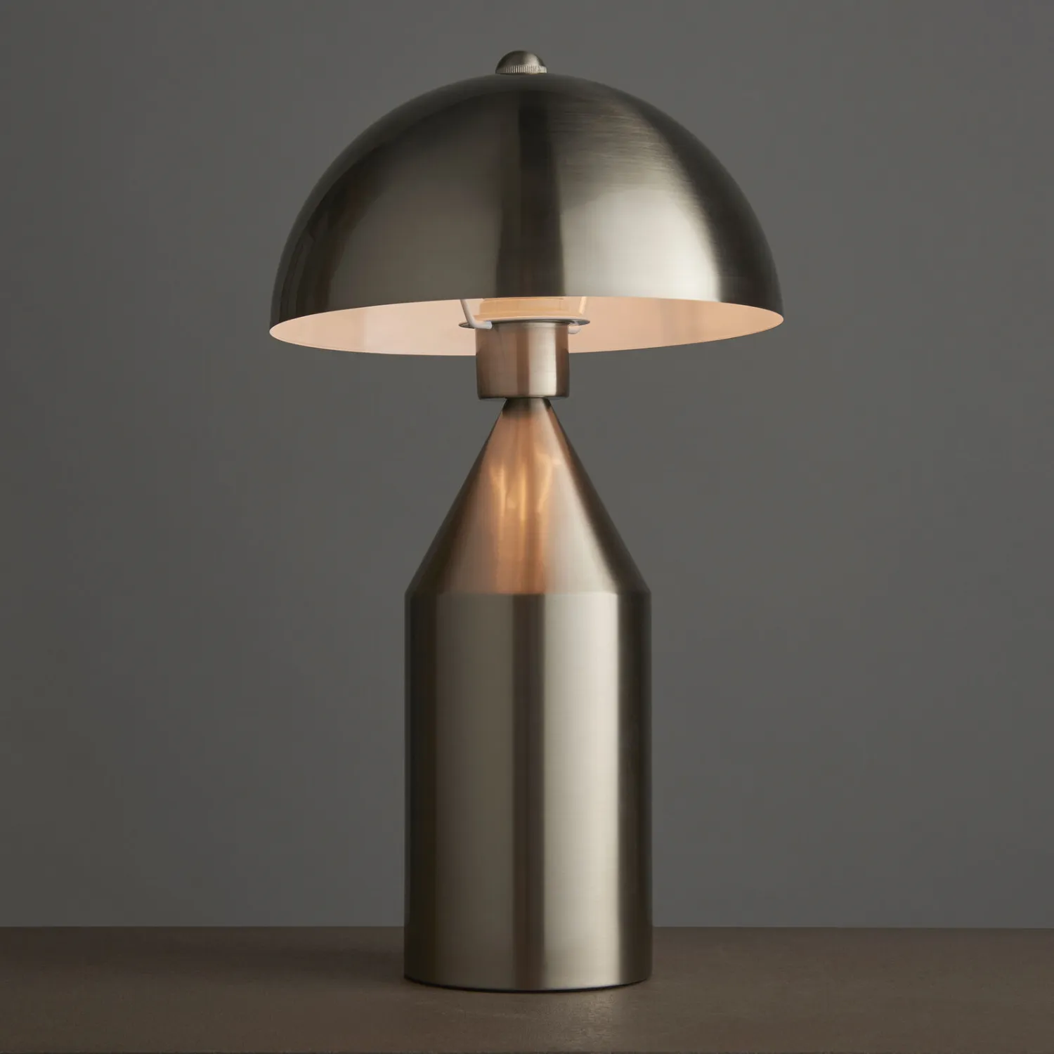 Brushed Nickel Metal Lighting Table Lamp Dome Shade
