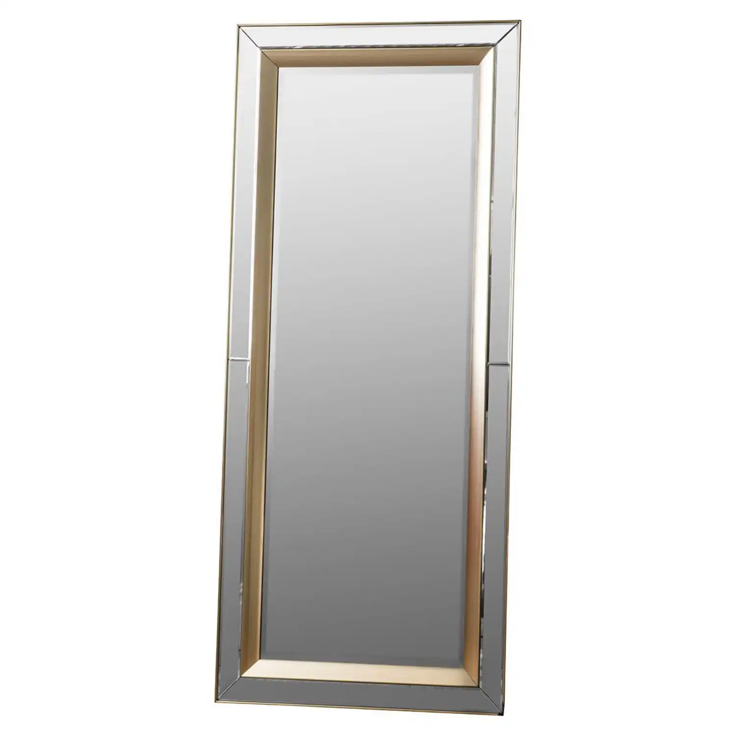Gold Frame Venetian Rectangular Leaner Floor Mirror