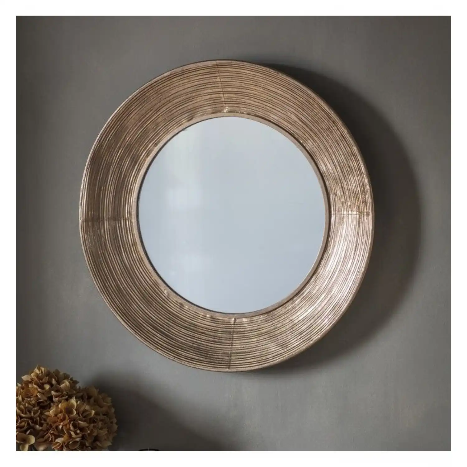 Gallery Knowle Champagne Gold Round Wall Mirror 72cm Diameter