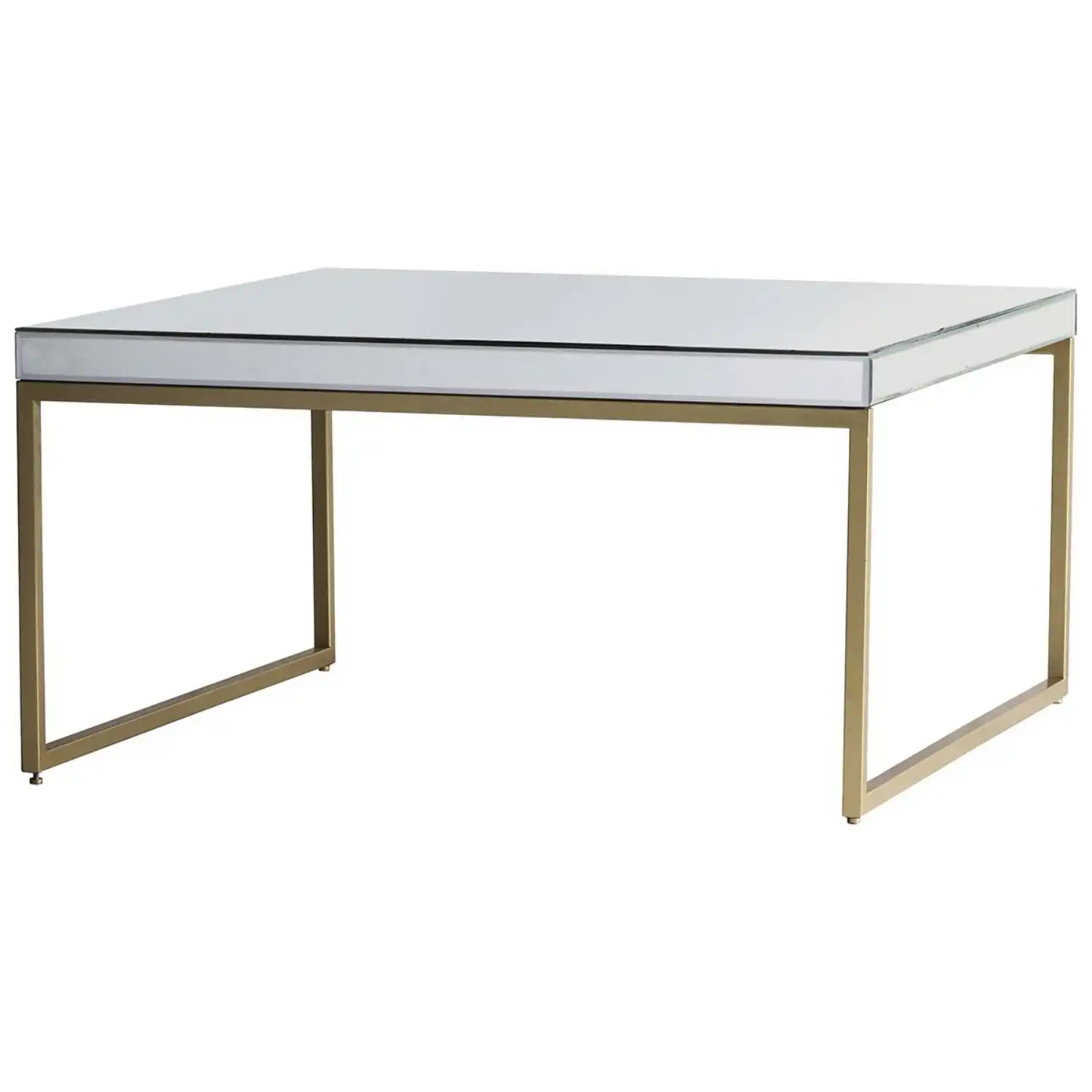 Mirrored Glass Gold 90cm Square Coffee Table