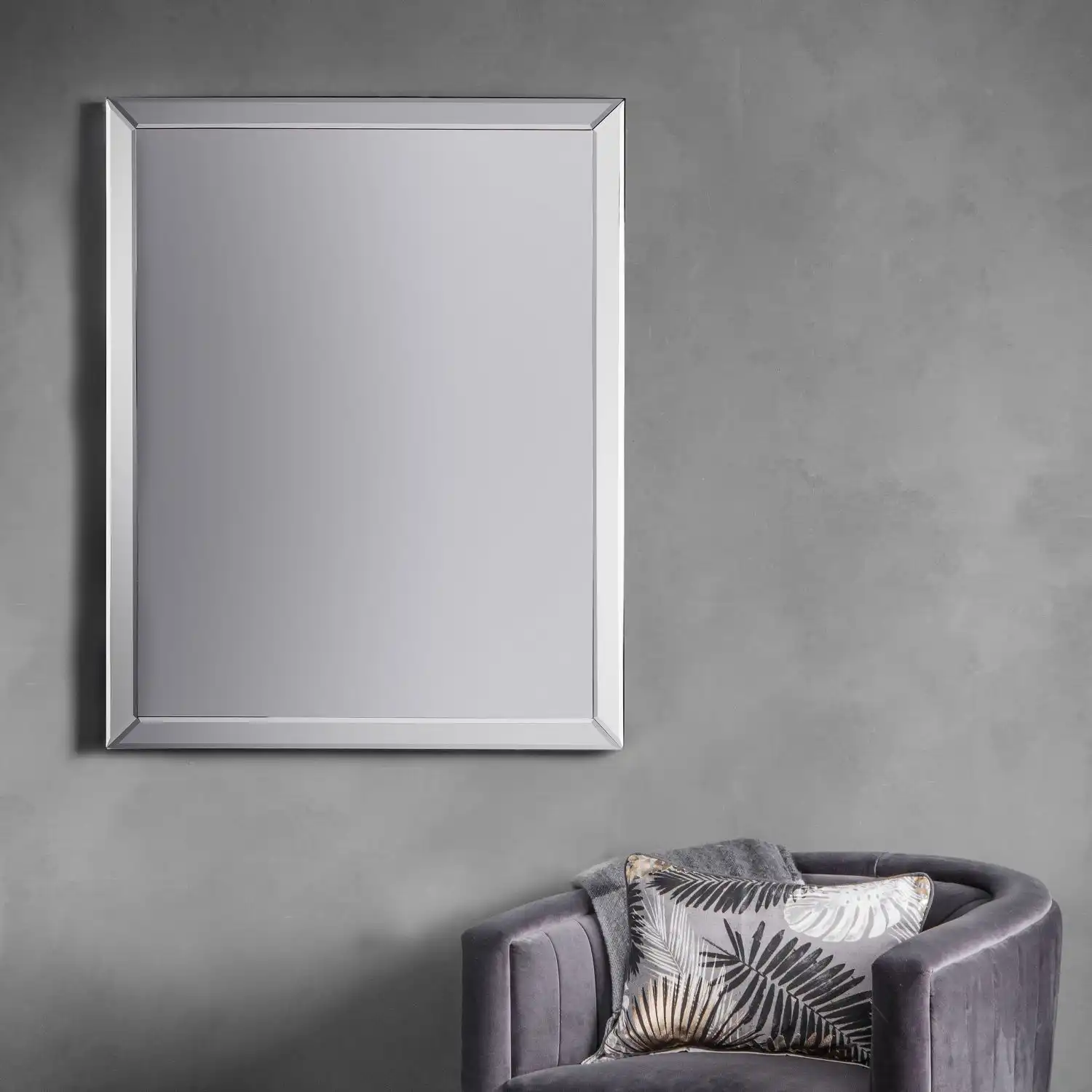 Large 112cm Overmantle Bevelled Rectangular Mirrored Glass Wall Mirror