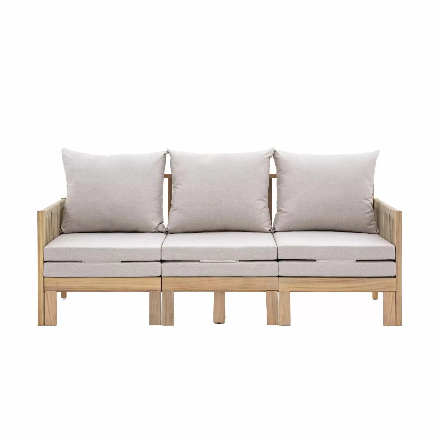 Acacia Wood Outdoor Pull Out Sofa with Double Cushions