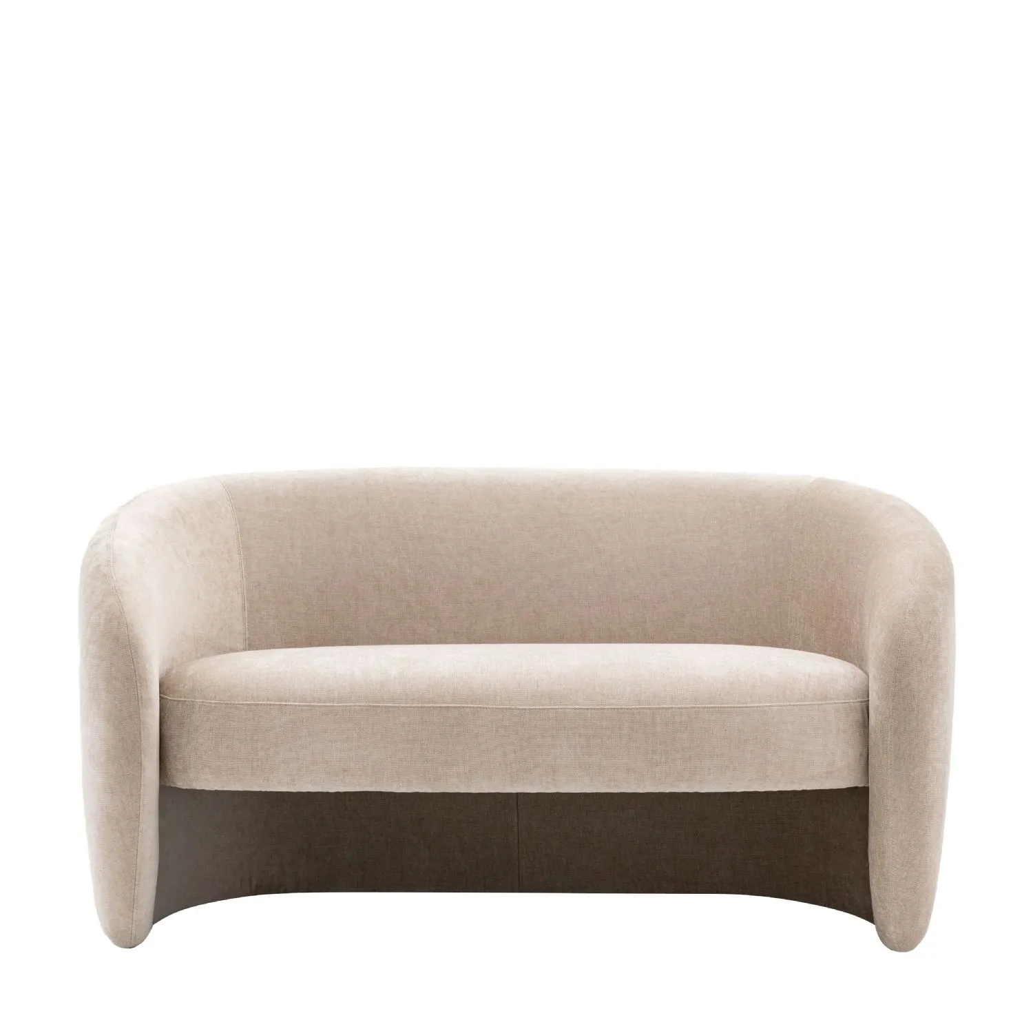 Retro Cream Fabric Curved Back 2 Seater Sofa