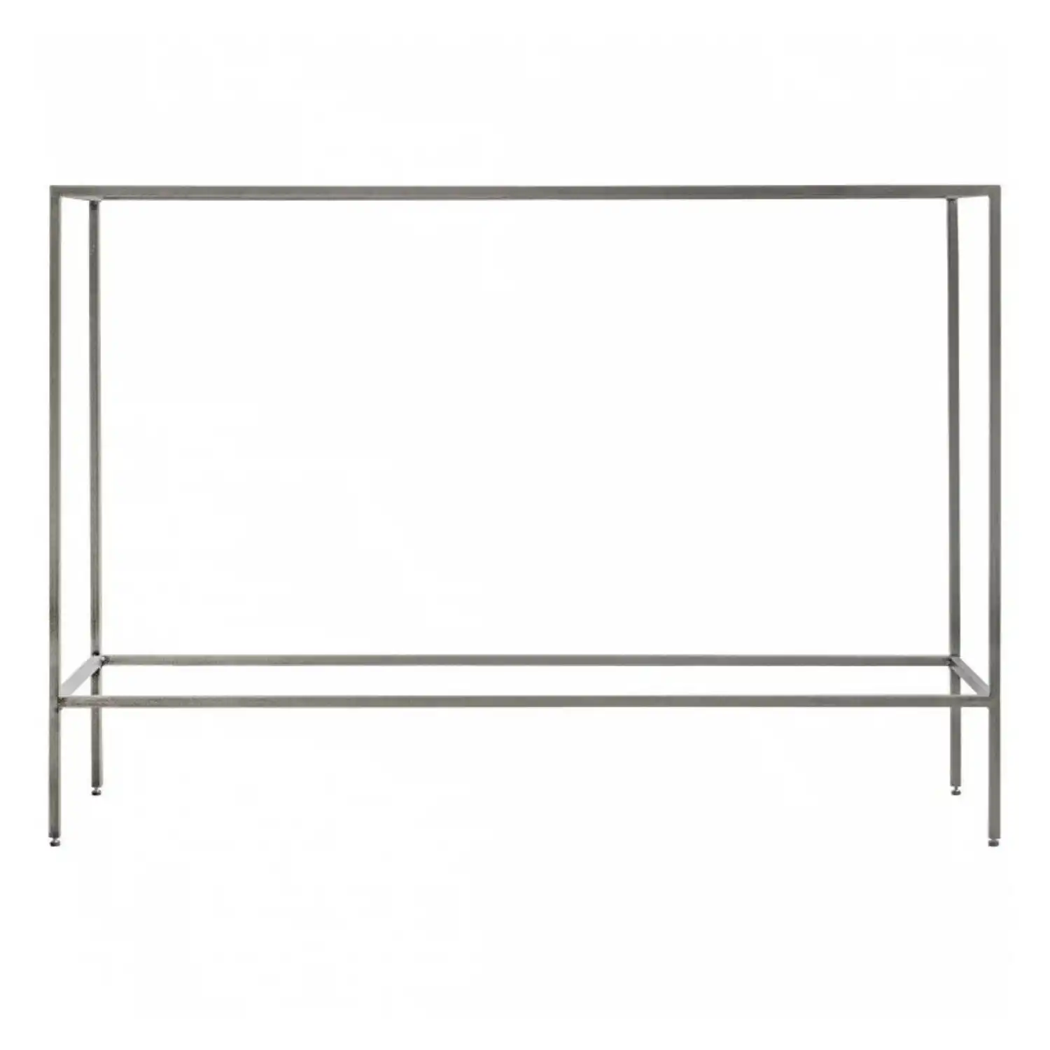 Thin Rectangular Metal Console Table in Silver