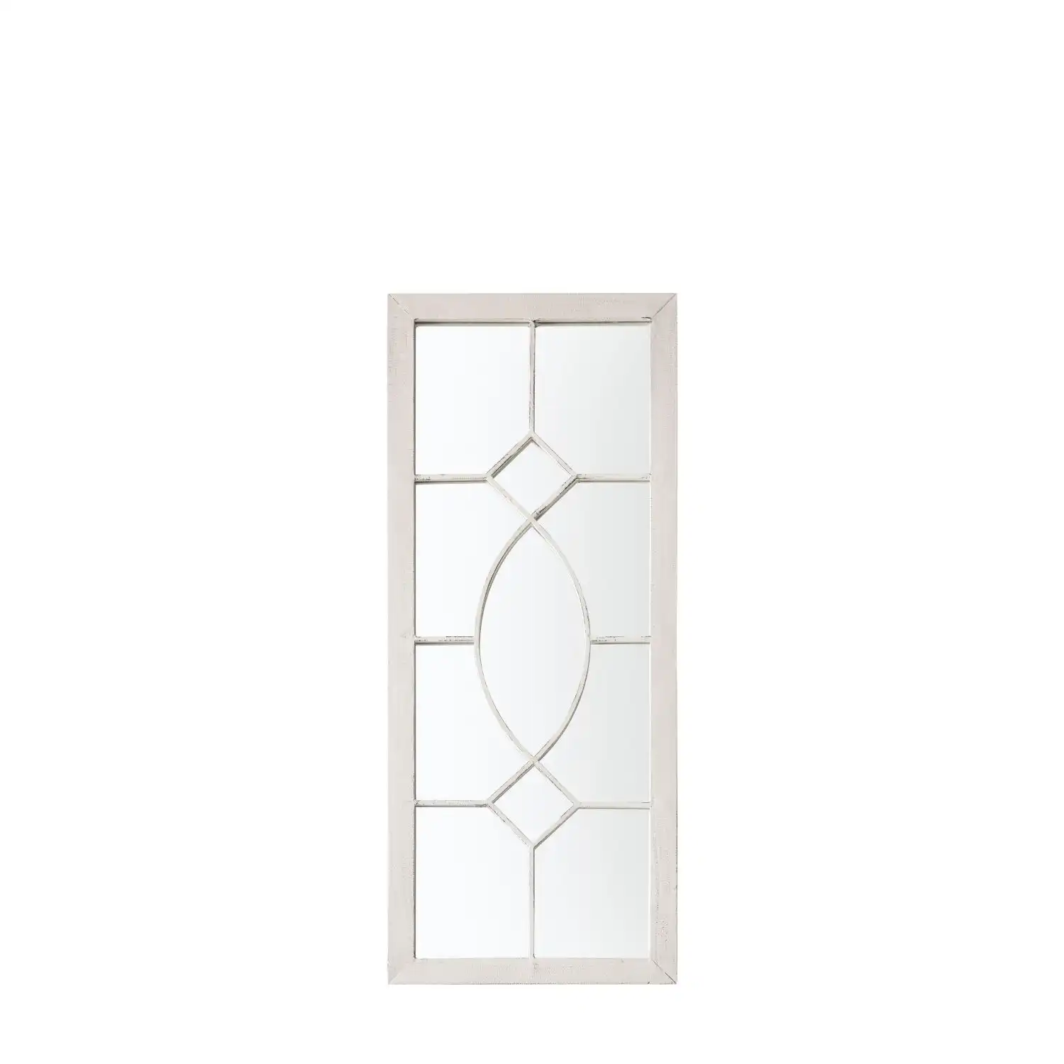White Metal Outdoor Rectangular Window Pane Wall Mirror
