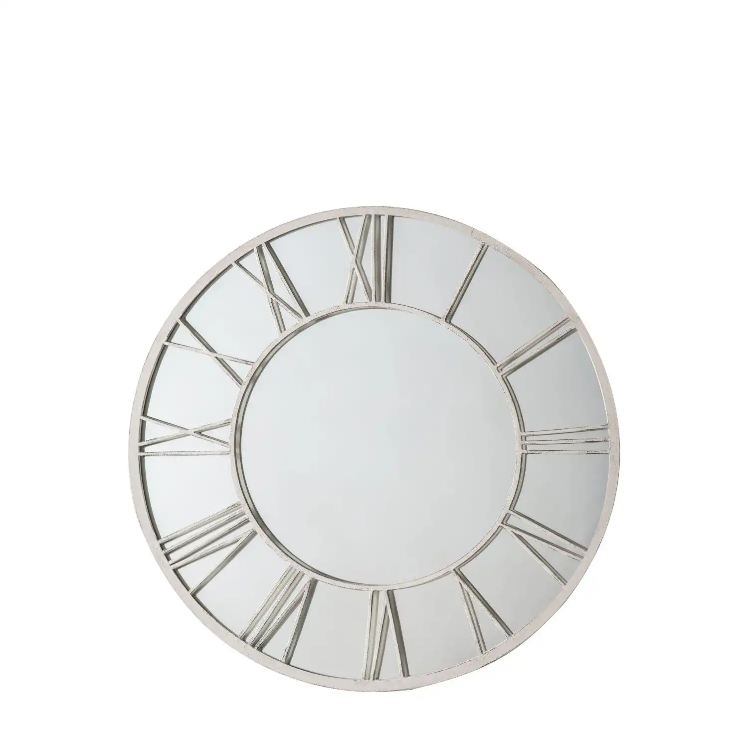 White Metal Outdoor Round Wall Mirror