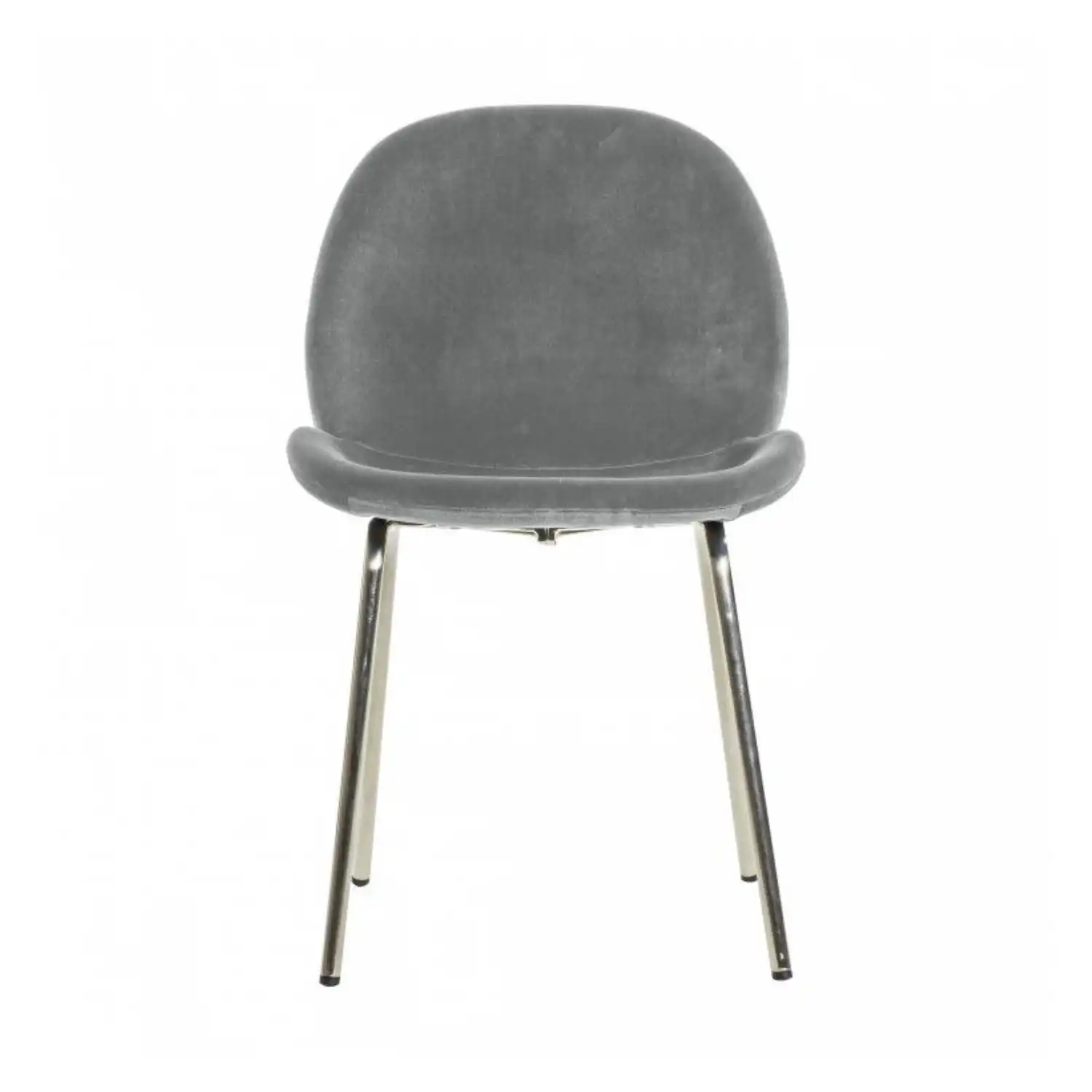Light Grey Velvet Fabric Dining Chair Silver Metal Legs